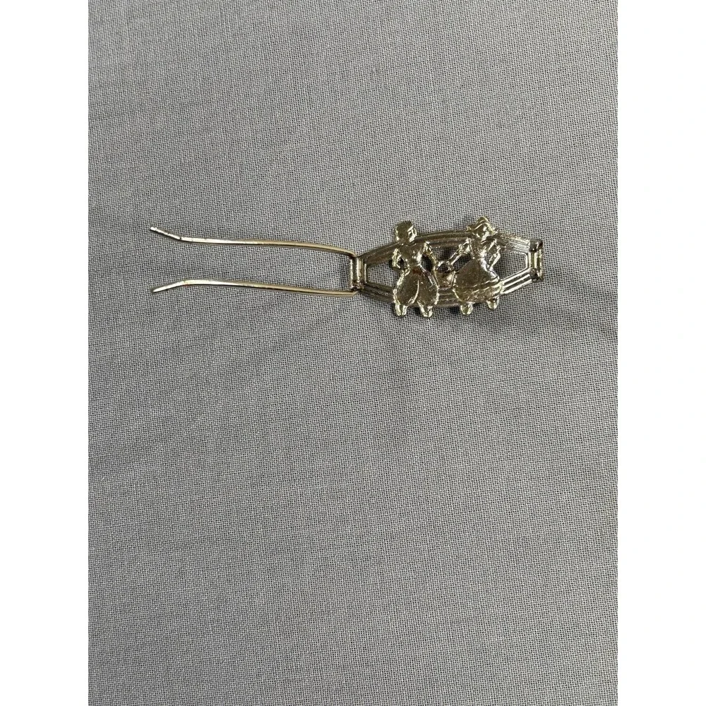 vintage 1940s Silver- tone Enamel Dutch boy and girl barrette 1.5
